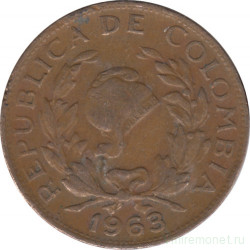 Монета. Колумбия. 5 сентаво 1963 год.