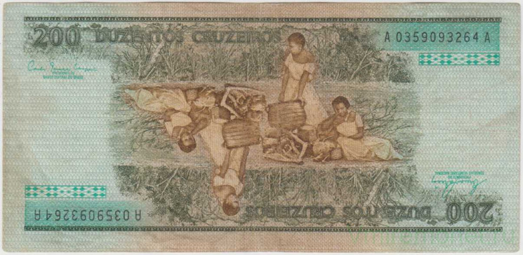 Банкнота. Бразилия. 200 крузейро 1981 год. Тип 199а.
