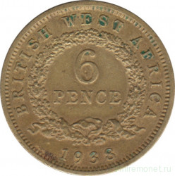 Монета. Британская Западная Африка. 6 пенсов 1938 год.