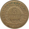 Монета. Британская Западная Африка. 6 пенсов 1938 год. ав.