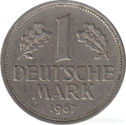 Монета. ФРГ. 1 марка 1967 год. Монетный двор - Гамбург (J).