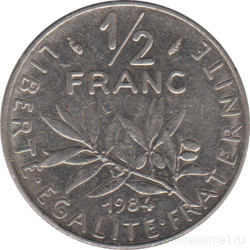 Монета. Франция. 1/2 франка 1984 год.