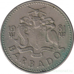 Монета. Барбадос. 25 центов 1981 год.