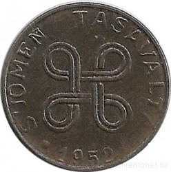 Монета. Финляндия. 1 марка 1952 год. Новый тип.