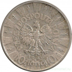 Монета. Польша. 10 злотых 1936 год. Юзеф Пилсудский.