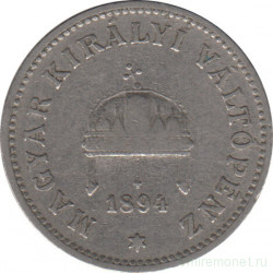 Монета. Венгрия. 20 филлеров 1894 год.