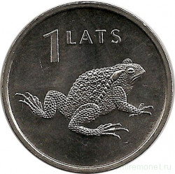 Монета. Латвия. 1 лат 2010 год. Жаба.