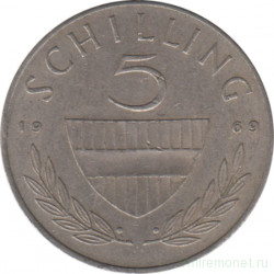 Монета. Австрия. 5 шиллингов 1969 год.