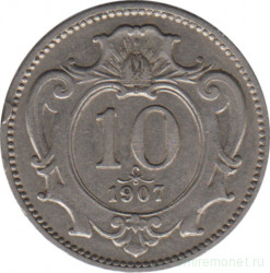 Монета. Австро-Венгерская империя. 10 геллеров 1907 год.