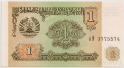 Банкнота. Таджикистан. 1 рубль 1994 год.