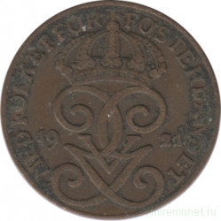 Монета. Швеция. 1 эре 1921 год.