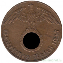 Монета. Германия. Третий Рейх. 1 рейхспфенниг 1937 год. Монетный двор - Гамбург (J).