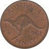 Монета. Австралия. 1 пенни 1961 год. ав.