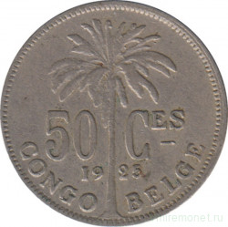 Монета. Бельгийское Конго. 50 сантимов 1925 год. "DES BELGES".