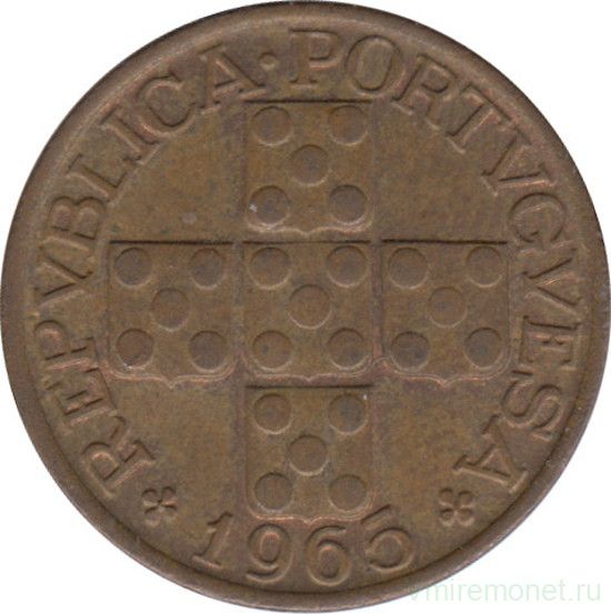 Монета. Португалия. 20 сентаво 1965 год.