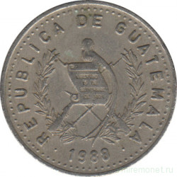 Монета. Гватемала. 10 сентаво 1988 год.