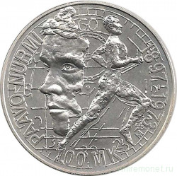 Монета. Финляндия. 100 марок 1997 год. 100 лет со дня рождения Пааво Нурми.