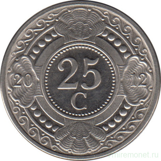 Монета. Нидерландские Антильские острова. 25 центов 2012 год.