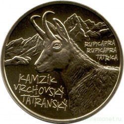 Монета. Словакия. 5 евро 2022 год. Татранская серна.
