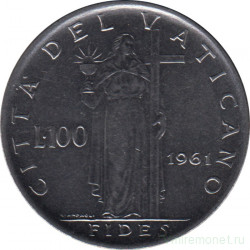 Монета. Ватикан. 100 лир 1961 год.