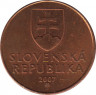  Монета. Словакия. 50 гелеров 2007 год. ав.