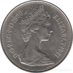 Монета. Великобритания. 5 новых пенсов 1980 год.