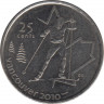 Монета. Канада. 25 центов 2009 год. XXI зимние Олимпийские игры. Ванкувер 2010. Лыжные гонки. ав.