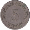 Монета. Германская империя. 5 пфеннигов 1901 год. (А).