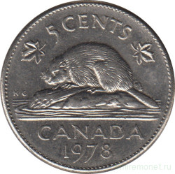 Монета. Канада. 5 центов 1978 год.