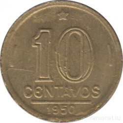 Монета. Бразилия. 10 сентаво 1950 год.