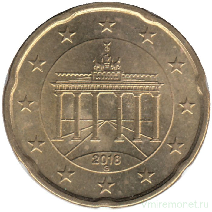 Монета. Германия. 20 центов 2016 год. (G). 