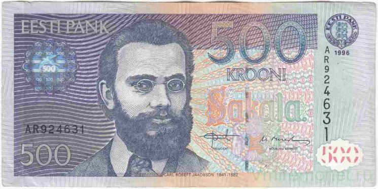 Банкнота. Эстония. 500 крон 1996 год. Тип 81а. 