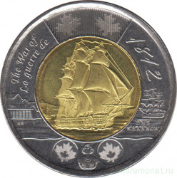 Монета. Канада. 2 доллара 2012 год. Война 1812 года. Фрегат "Шеннон".