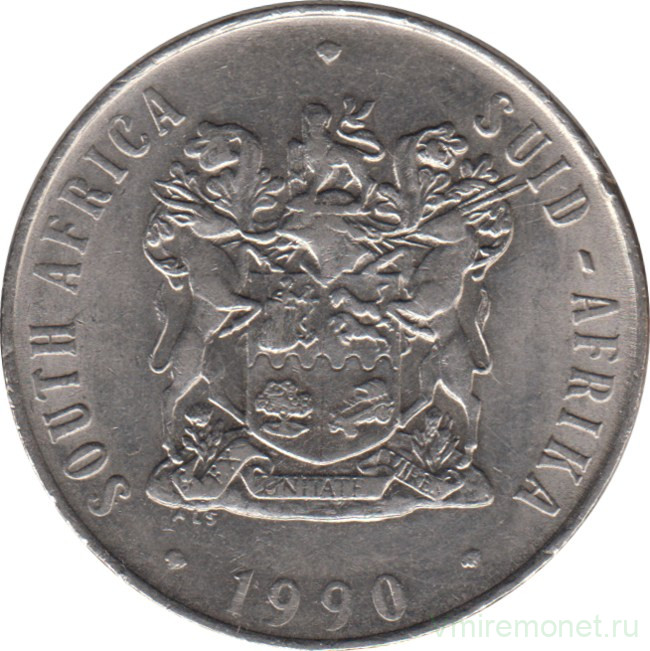 Монета. Южно-Африканская республика (ЮАР). 50 центов 1990 год. Старый тип.