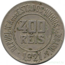 Монета. Бразилия. 400 рейсов 1921 год.