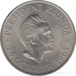 Монета. Замбия. 5 шиллингов 1965 год. Годовщина независимости.