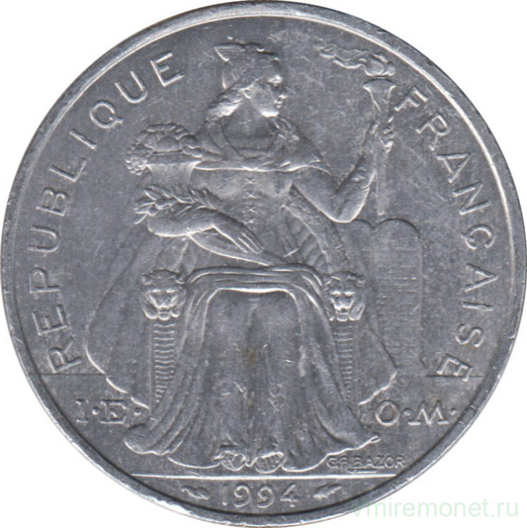 Монета. Новая Каледония. 5 франков 1994 год. 