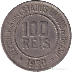 Монета. Бразилия. 100 рейсов 1930 год.