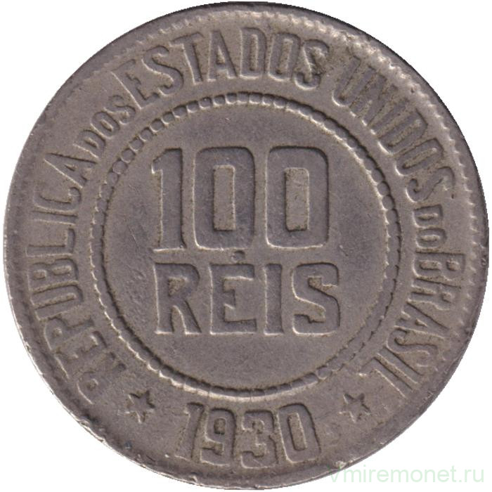 Монета. Бразилия. 100 рейсов 1930 год.