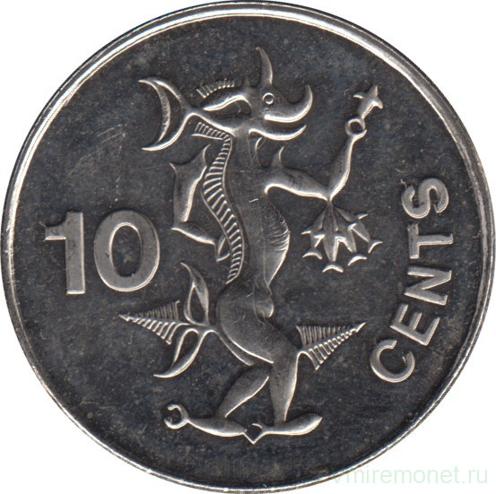 Монета. Соломоновы острова. 10 центов 2005 год.