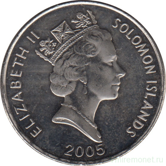 Монета. Соломоновы острова. 10 центов 2005 год.