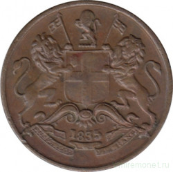 Монета. Британская Индия. Ост-Индская компания (1834 - 1858). 1/12 анны 1835 год. Медальная ориентация.