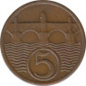 Монета. Чехословакия. 5 геллеров 1938 год. рев.
