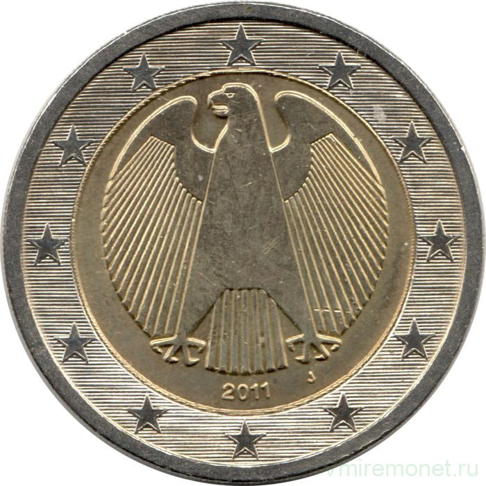 Монета. Германия. 2 евро 2011 год (J).