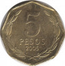 Монета. Чили. 5 песо 2005 год. ав.