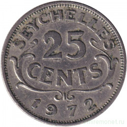 Монета. Сейшельские острова. 25 центов 1972 год.
