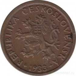Монета. Чехословакия. 10 геллеров 1933 год.