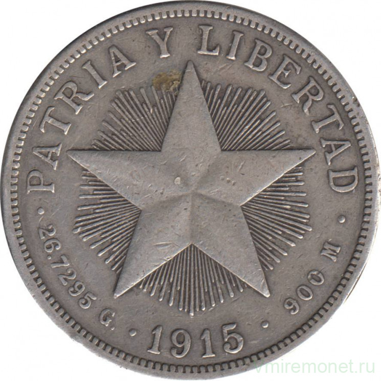 Монета. Куба. 1 песо 1915 год.