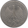 Монета. ФРГ. 2 марки 1970 год. Макс Планк. Монетный двор - Гамбург (J).