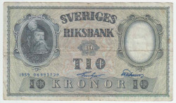 Банкнота. Швеция. 10 крон 1959 год. Тип 43g(17).